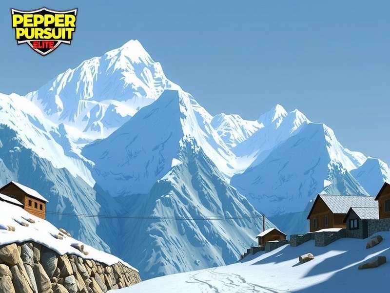 Preview of upcoming Leh Ladakh level in Pepper Pursuit Elite with snow-covered mountains